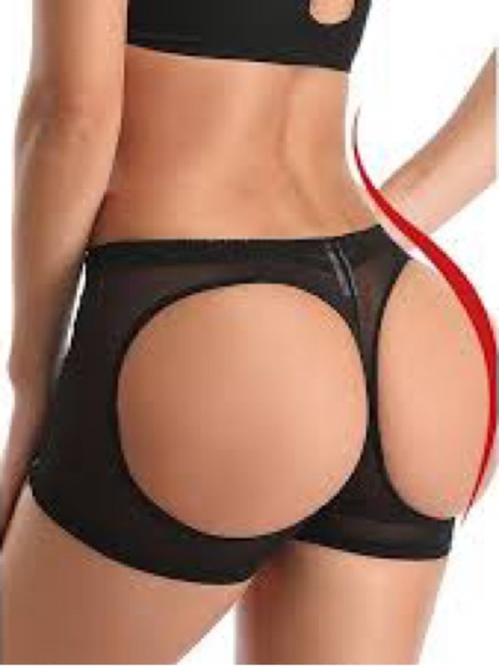 Black Open-Back Butt Lifter Shapewear Shorts